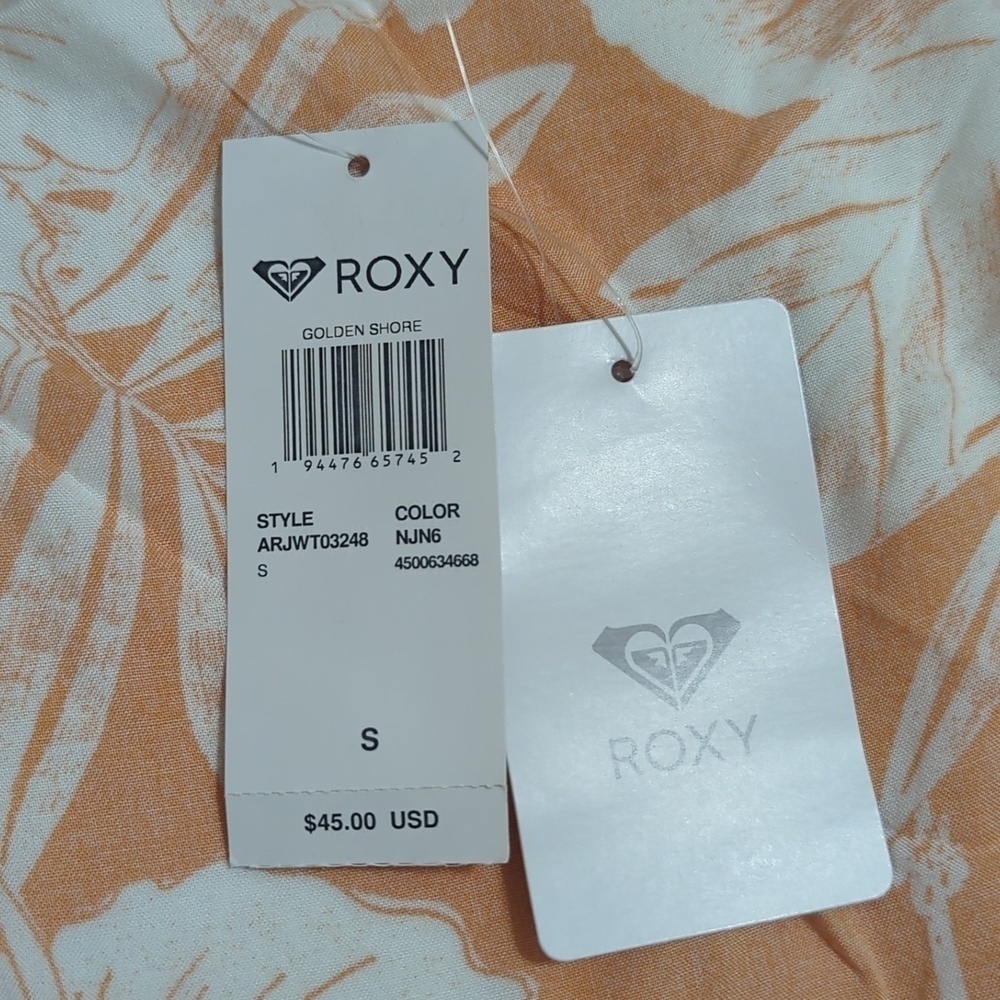 NWT ROXY Golden Shore Short Top, Color Orange/White Size S - Picture 14 of 14